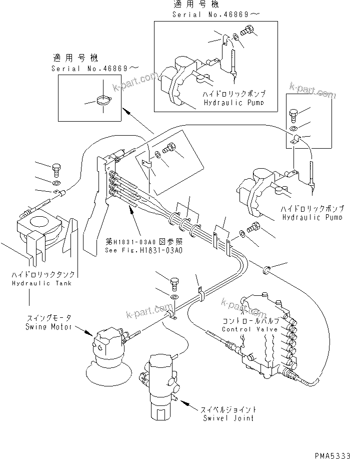 Komatsu parts book diagram for PC120-6H S/N 45001-UP: SOLENOID VALVE LINE (SOLENOID VALVE PIPING CLIP)(#45001-49820)