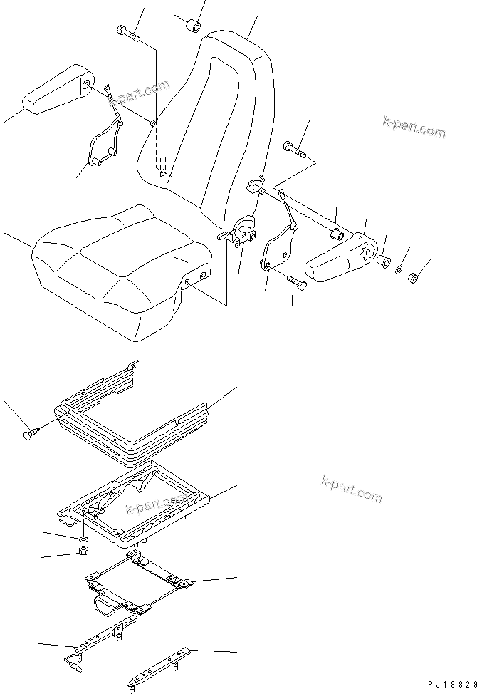 Komatsu parts book diagram for PC120-6H S/N 45001-UP: OPERATOR'S SEAT (TILT)