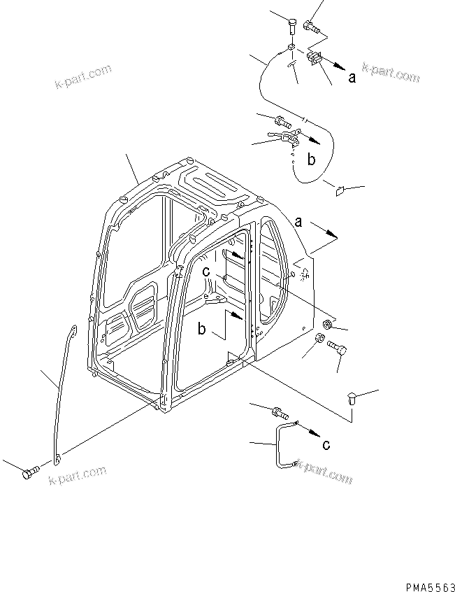 Komatsu parts book diagram for PC120-6H S/N 45001-UP: OPERATOR'S CAB (CAB ? GRIP AND OPEN LOCK)(#45001-49820)