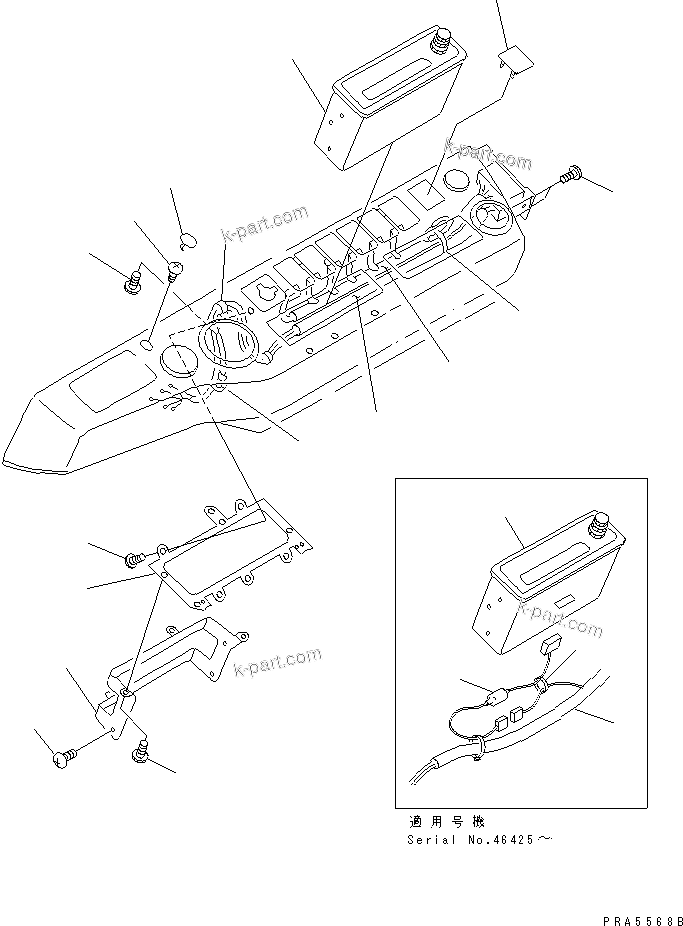 Komatsu parts book diagram for PC120-6H S/N 45001-UP: OPERATOR'S CAB (PANEL) (RADIO AND HARNESS)(#45001-49820)