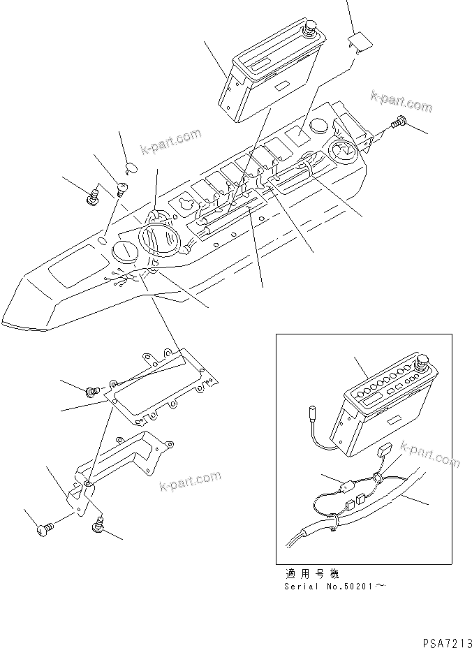 Komatsu parts book diagram for PC120-6H S/N 45001-UP: OPERATOR'S CAB (PANEL) (RADIO AND HARNESS)(#50201-64839)