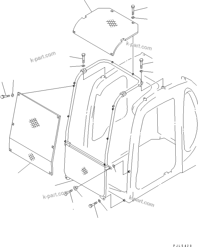 Komatsu parts book diagram for PC120-6H S/N 45001-UP: FRONT GUARD (FULL)(#45001-65569)