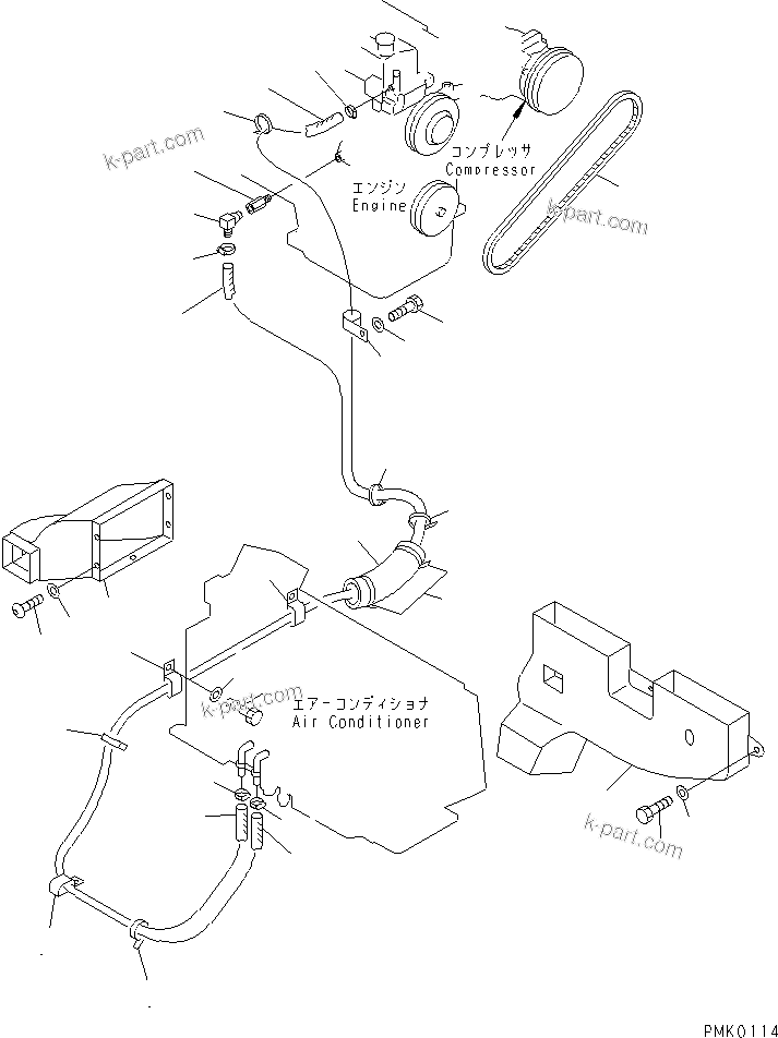 Komatsu parts book diagram for PC120-6H S/N 45001-UP: AIR CONDITIONER (HEATER PIPING AND DUCT)(#52401-56999)