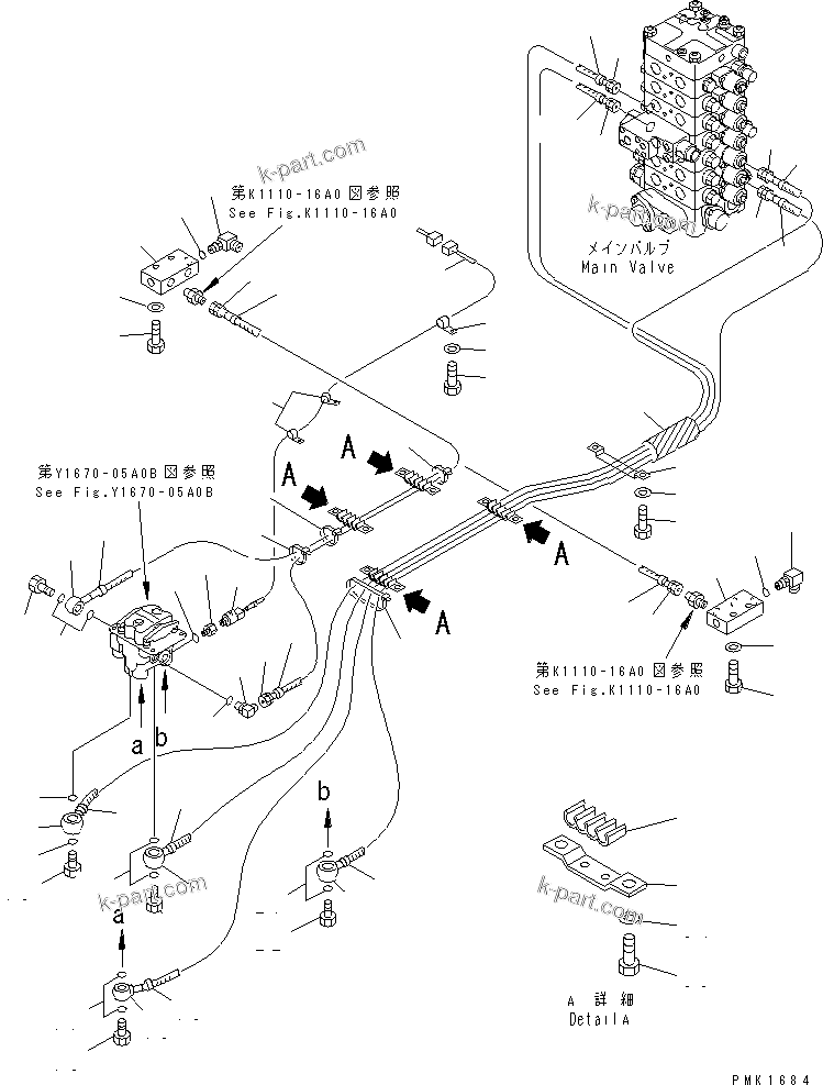 Komatsu parts book diagram for PC120-6H S/N 45001-UP: FLOOR FRAME (P.P.C. TRAVEL PIPING)(#57389-60967)
