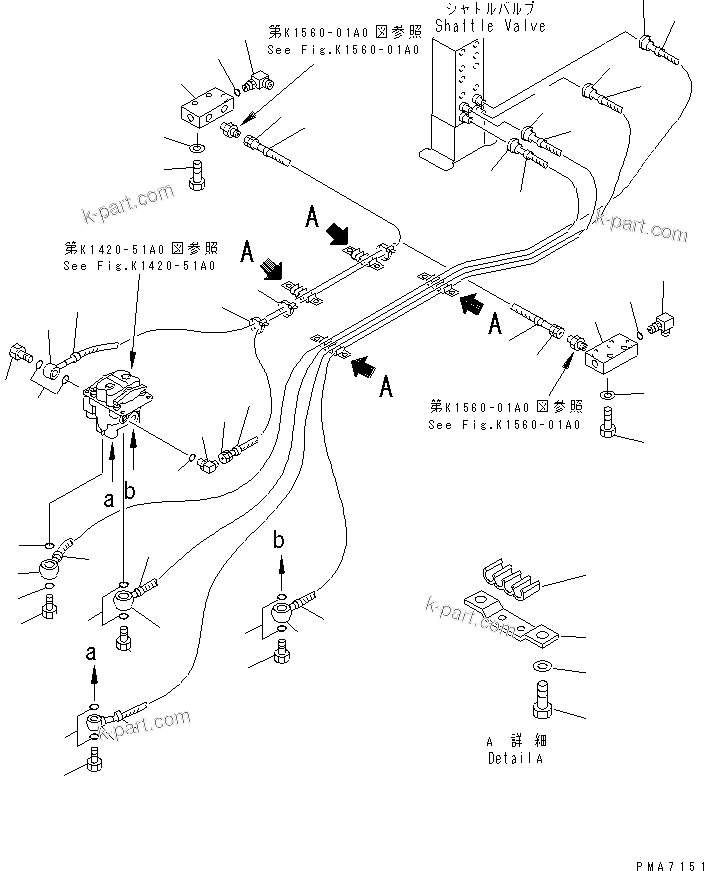 Komatsu parts book diagram for PC120-6H S/N 45001-UP: FLOOR (P.P.C. TRAVEL PIPING)(#50201-56999)