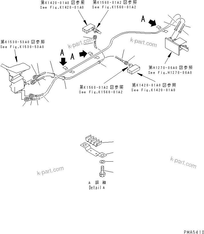 Komatsu parts book diagram for PC120-6H S/N 45001-UP: FLOOR (1-ACTUATER ATTACHMENT P.P.C. LINE)(#45001-56999)