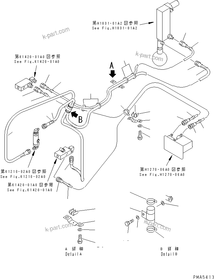 Komatsu parts book diagram for PC120-6H S/N 45001-UP: FLOOR (P.P.C. TRAVEL BLOCK PIPING) (ELECTRICAL)(#45001-56999)