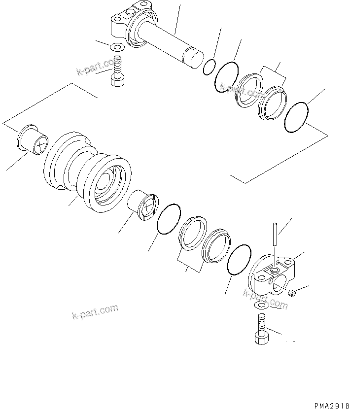 Komatsu parts book diagram for PC120-6H S/N 45001-UP: TRACK ROLLER(#45001-49820)