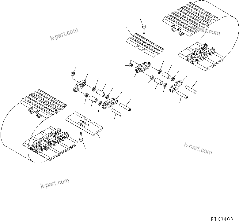 Komatsu parts book diagram for PC120-6H S/N 45001-UP: TRACK SHOE (TRIPLE GROUSER WITH HOLE) (700MM WIDE)