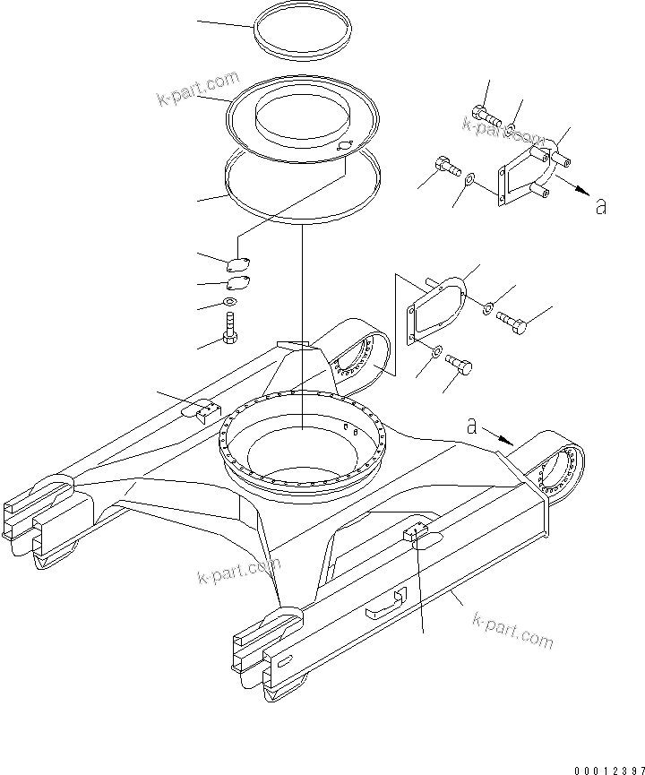 Komatsu parts book diagram for PC120-6H S/N 45001-UP: TRACK FRAME (WITH CENTER GUARD)(#49821-52400)