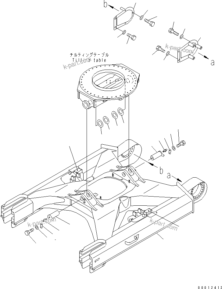 Komatsu parts book diagram for PC120-6H S/N 45001-UP: TRACK FRAME (TILTING SPEC.)(#45001-64839)