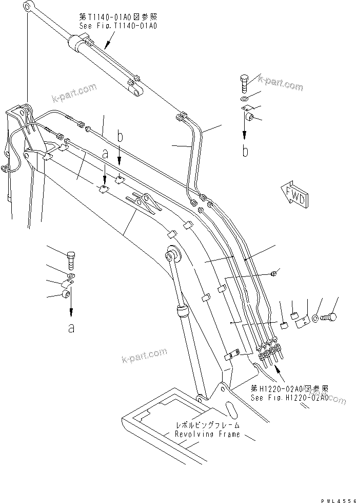 Komatsu parts book diagram for PC120-6H S/N 45001-UP: BOOM LESS (HYDRAULIC LINE) (KIT)