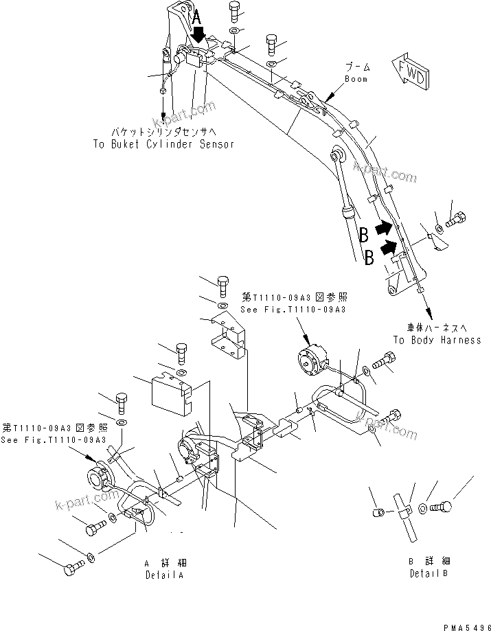 Komatsu parts book diagram for PC120-6H S/N 45001-UP: BOOM (WIRING HARNESS)(#45001-64839)