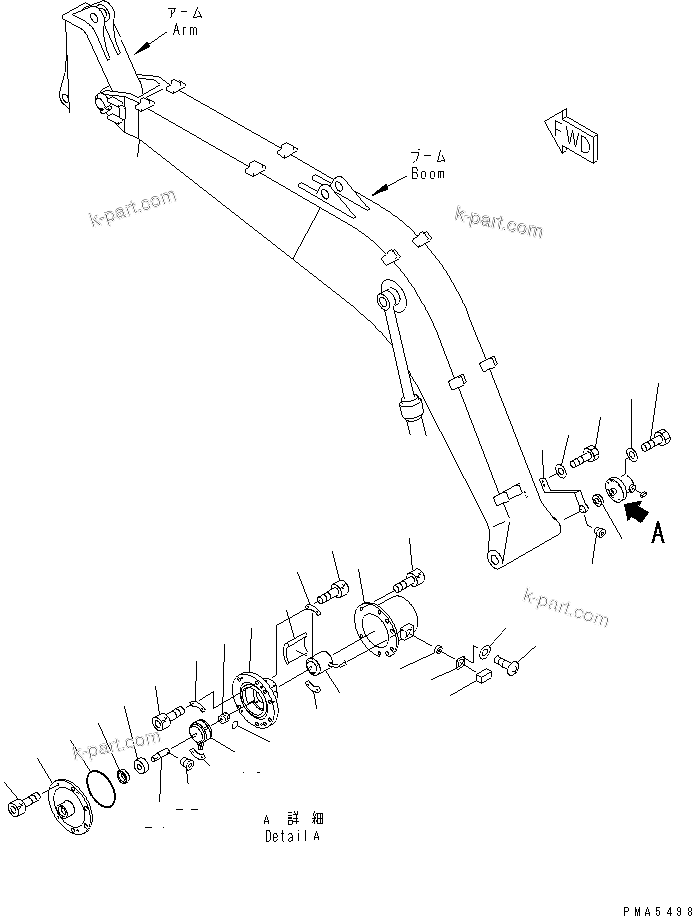 Komatsu parts book diagram for PC120-6H S/N 45001-UP: BOOM (SENSOR AND SENSOR LEVER) (BOOM FOOT SIDE)(#45001-64839)