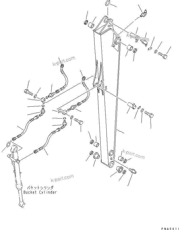 Komatsu parts book diagram for PC120-6H S/N 45001-UP: LONG ARM (ARM AND PIN) (LONG GREASING TYPE)(#57000-64839)