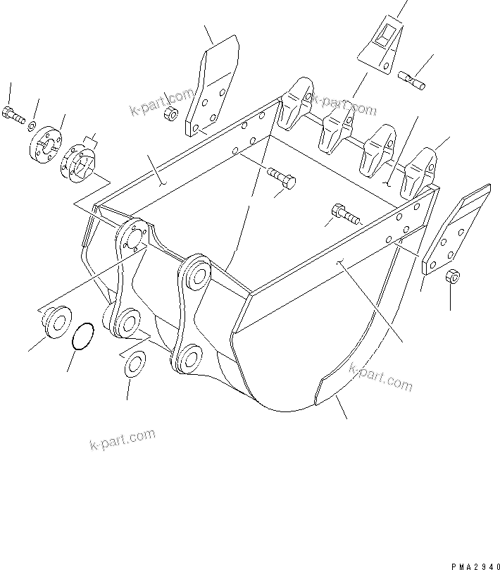 Komatsu parts book diagram for PC120-6H S/N 45001-UP: BUCKET ? 0.5M3 (CECE 0.45M3) 860MM (HORIZONTAL PIN TYPE) (REINFORCED TYPE)
