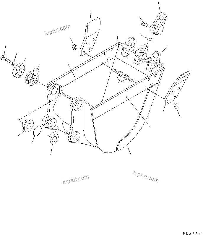 Komatsu parts book diagram for PC120-6H S/N 45001-UP: BUCKET ? 0.18M3 (CECE 0.16M3) 450MM (VERTICAL PIN TYPE)