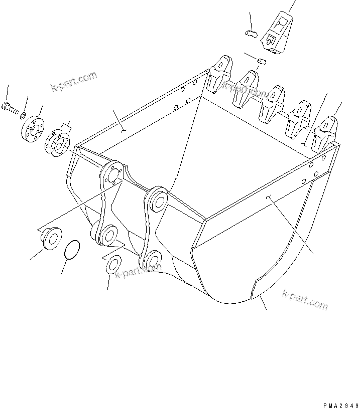 Komatsu parts book diagram for PC120-6H S/N 45001-UP: BUCKET ? 0.6M3 (CECE 0.55M3) 1000MM (VERTICAL PIN TYPE)