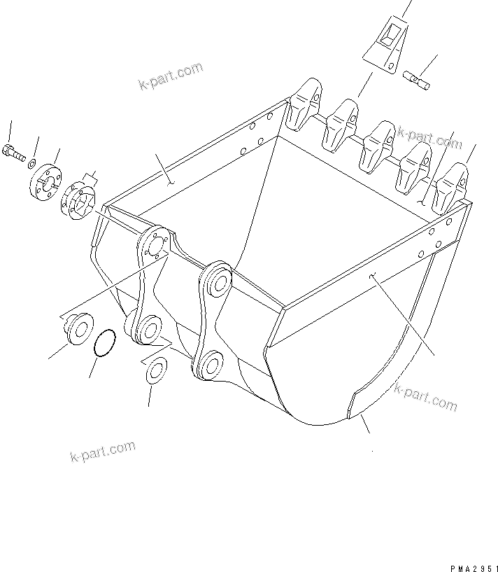 Komatsu parts book diagram for PC120-6H S/N 45001-UP: BUCKET ? 0.6M3 (CECE 0.55M3) 1000MM (HORIZONTAL PIN TYPE)