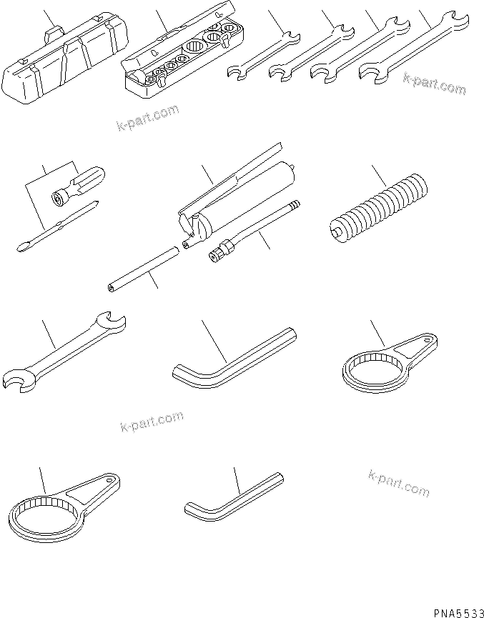 Komatsu parts book diagram for PC120-6H S/N 45001-UP: TOOL (FOR RUBBER SHOE)(#45001-56999)