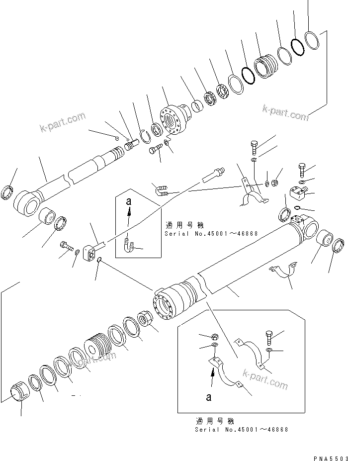 Komatsu parts book diagram for PC120-6H S/N 45001-UP: ARM CYLINDER(#45001-49820)