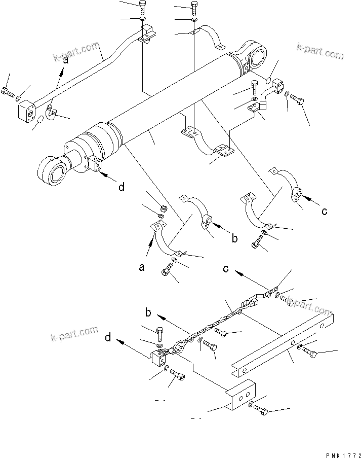 Komatsu parts book diagram for PC120-6H S/N 45001-UP: BUCKET CYLINDER (2/2) (FOR HYPER GX)(LONG GREASING TYPE)(#57000-64839)