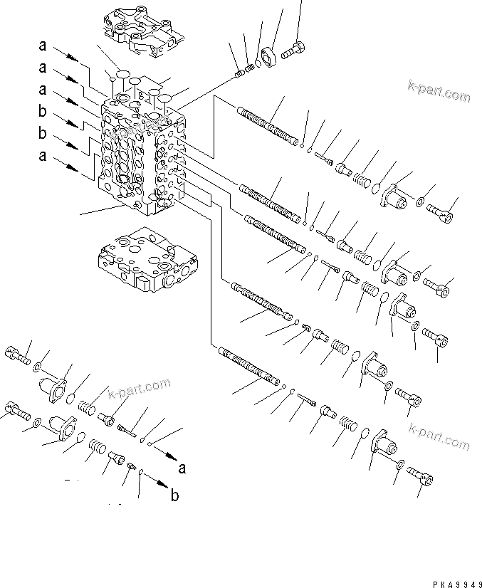 Komatsu parts book diagram for PC120-6H S/N 45001-UP: MAIN VALVE (2-ACTUATOR) (1/12)(#49821-50200)