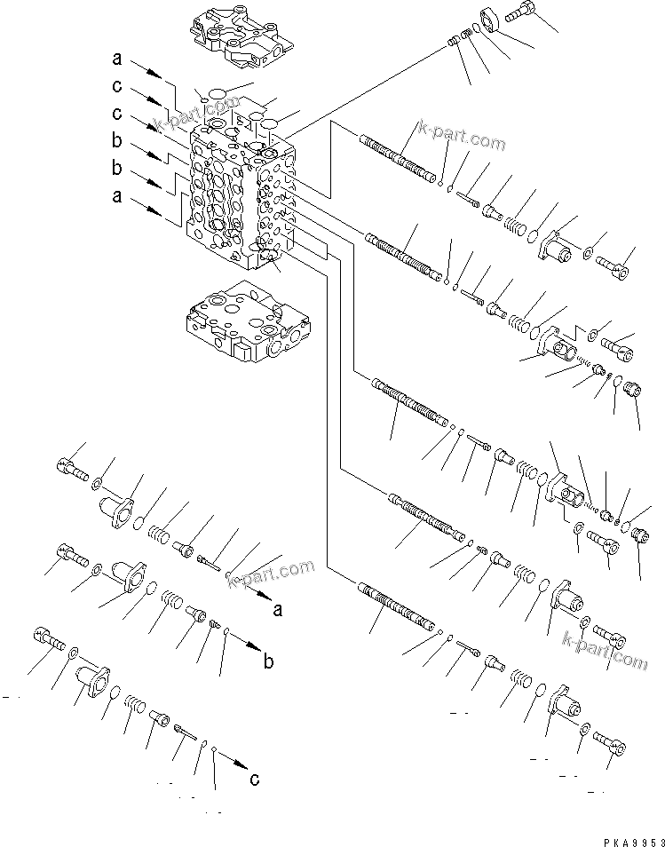 Komatsu parts book diagram for PC120-6H S/N 45001-UP: MAIN VALVE (1/8)(#50201-53010)
