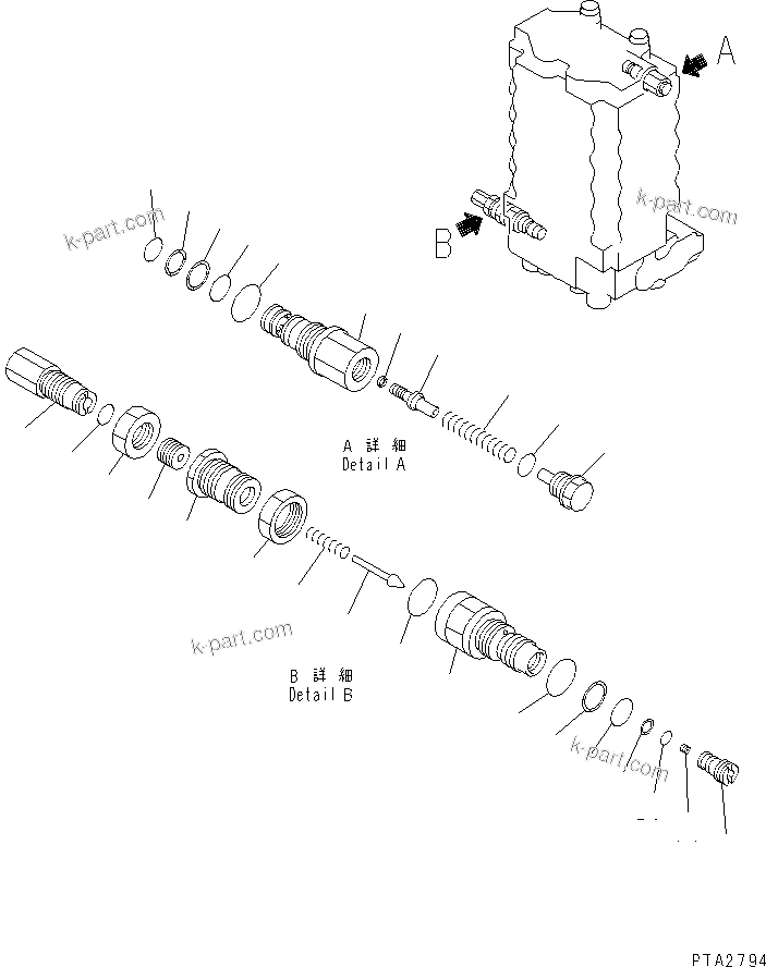 Komatsu parts book diagram for PC120-6H S/N 45001-UP: MAIN VALVE (1-ACTUATOR) (6/10)(#45001-49820)