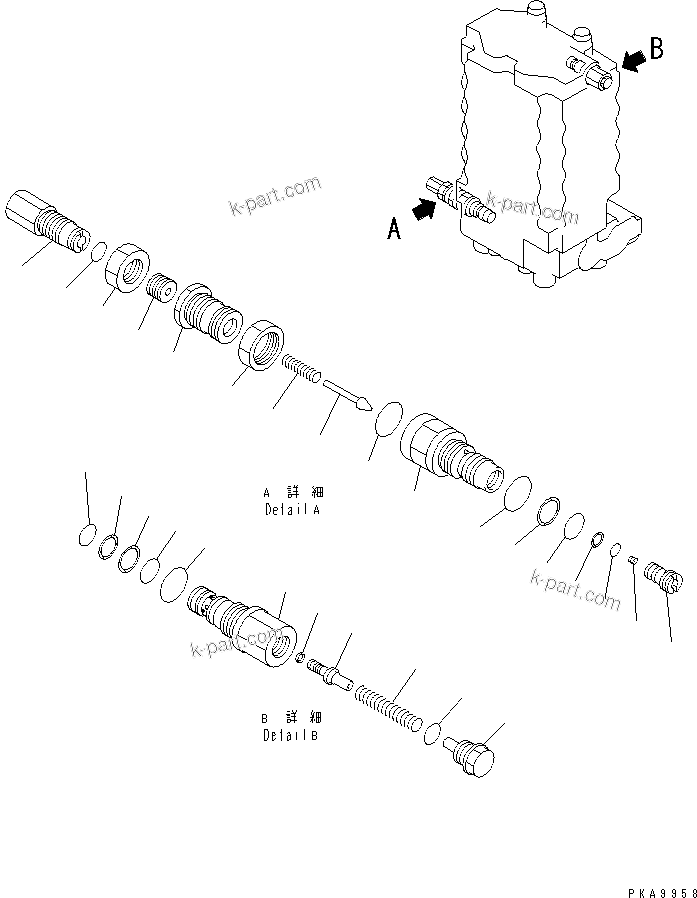 Komatsu parts book diagram for PC120-6H S/N 45001-UP: MAIN VALVE (1-ACTUATOR) (6/10)(#49821-50200)