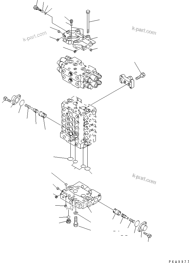 Komatsu parts book diagram for PC120-6H S/N 45001-UP: MAIN VALVE (2-ACTUATOR) (5/12)(#50201-53010)