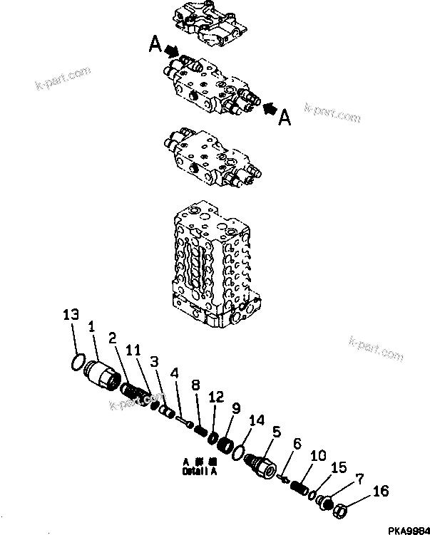 Komatsu parts book diagram for PC120-6H S/N 45001-UP: MAIN VALVE (2-ACTUATOR) (12/12)(#50201-53010)