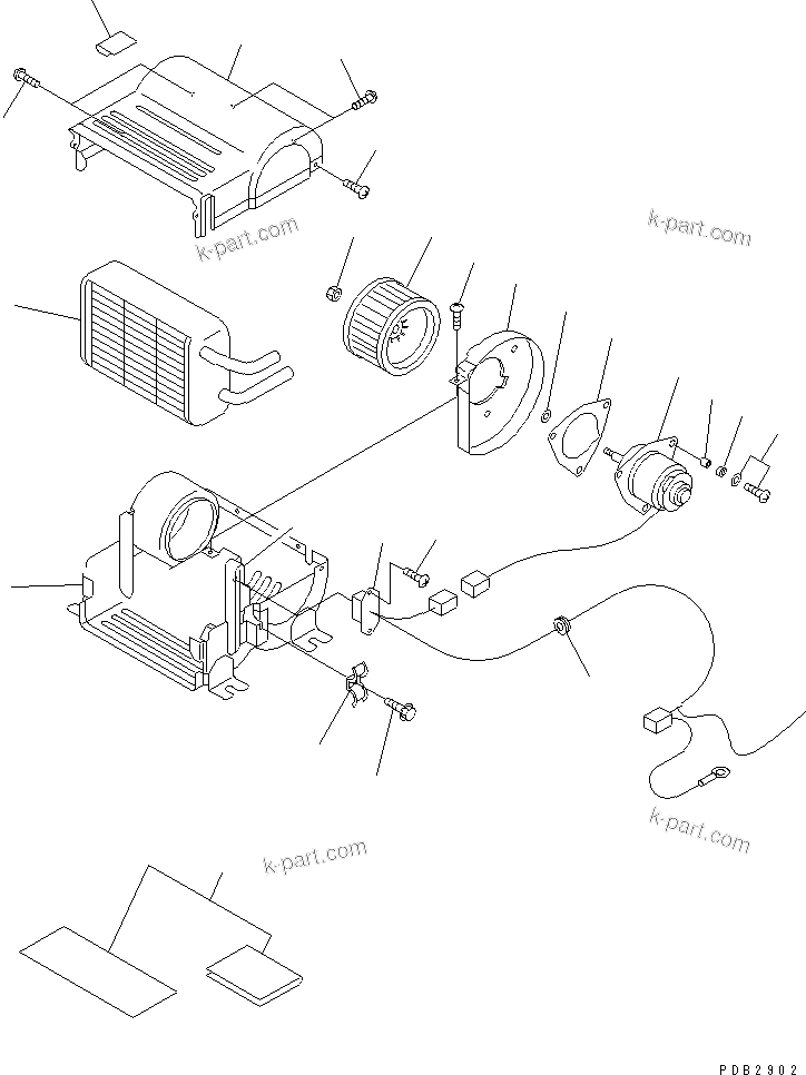 Komatsu parts book diagram for PC120-6H S/N 45001-UP: CAR HEATER (HEATER ASS'Y) (2000 KCAL)