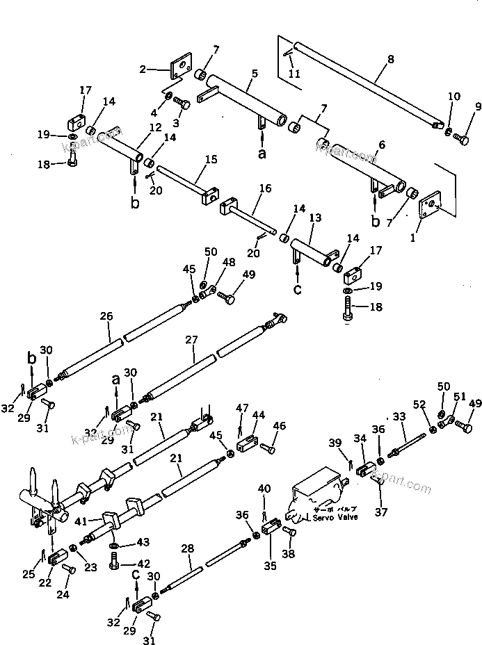 Komatsu parts book diagram for PC120S-3 S/N 18001-UP: VALVE CONTROL LINKAGE (1/3) (FOR LONG LEVER CONTROL)(#21100-)