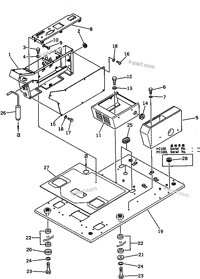 Komatsu parts book diagram for PC120S-3 S/N 18001-UP: OPERATOR'S CAB ? FLOOR FRAME (FOR LONG LEVER CONTROL)(#18277-21099)