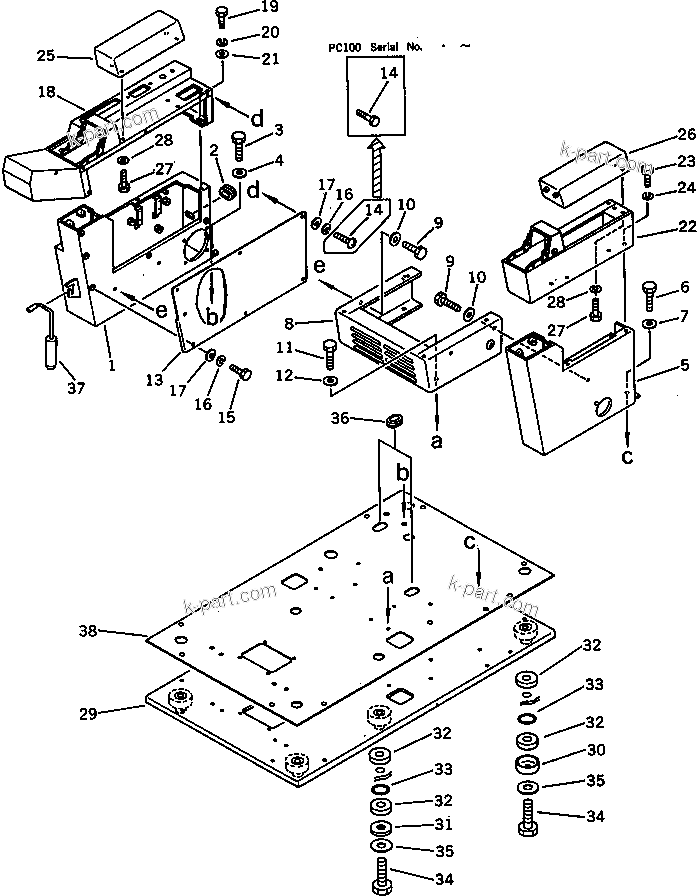 Komatsu parts book diagram for PC120S-3 S/N 18001-UP: OPERATOR'S CAB ? FLOOR FRAME (FOR WRIST CONTROL)(#18001-18282)