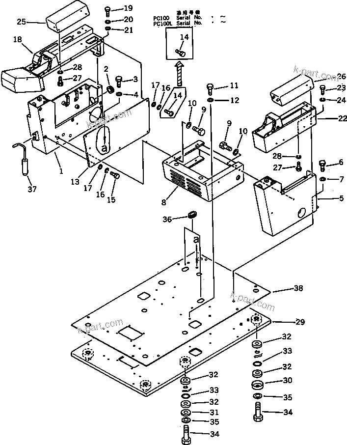 Komatsu parts book diagram for PC120S-3 S/N 18001-UP: OPERATOR'S CAB ? FLOOR FRAME (FOR WRIST CONTROL)(#18283-21099)