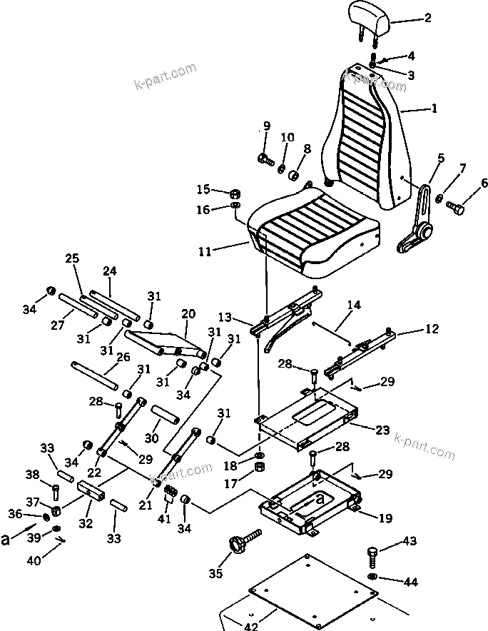 Komatsu parts book diagram for PC120S-3 S/N 18001-UP: OPERATOR'S SEAT (FOR WRIST CONTROL)(#18283-)