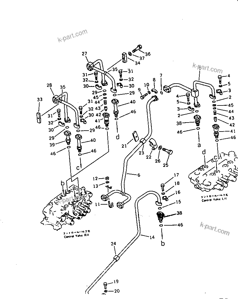Komatsu parts book diagram for PC120S-3 S/N 18001-UP: HYDRAULIC PIPING (CHASSIS SIDE)