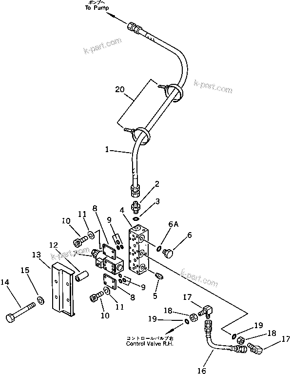 Komatsu parts book diagram for PC120S-3 S/N 18001-UP: HYDRAULIC PIPING (PILOT CIRCUIT) (1/2)(WITHOUT AUTO DECELERATION)(#18001-21099)