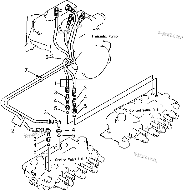 Komatsu parts book diagram for PC120S-3 S/N 18001-UP: HYDRAULIC PIPING (PILOT CIRCUIT) (2/2)(WITHOUT AUTO DECELERATION)