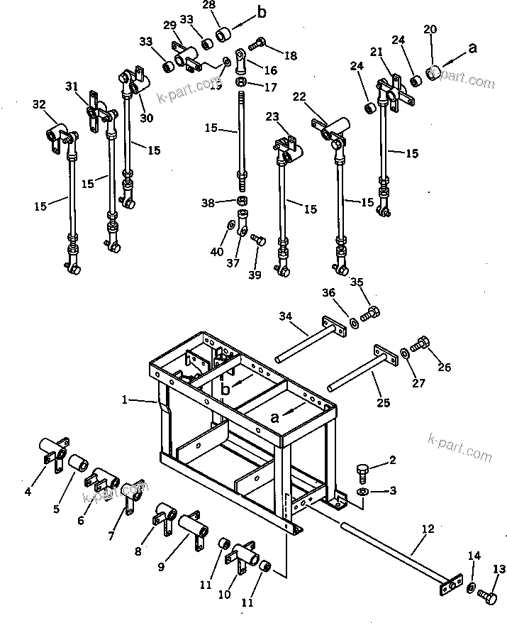 Komatsu parts book diagram for PC120S-3 S/N 18001-UP: SPECIAL WORK EQUIPMENT VALVE CONTROL LINKAGE (2/3) (FOR LONG     LEVER CONTROL)(#19834-)