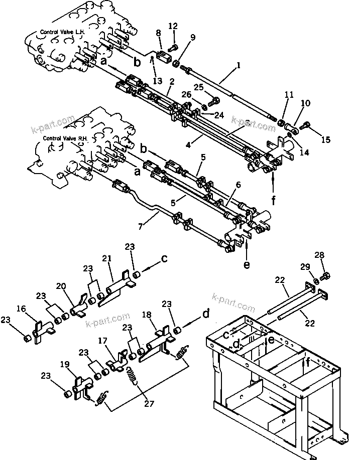 Komatsu parts book diagram for PC120S-3 S/N 18001-UP: SPECIAL WORK EQUIPMENT VALVE CONTROL LINKAGE (3/3) (FOR LONG     LEVER CONTROL)