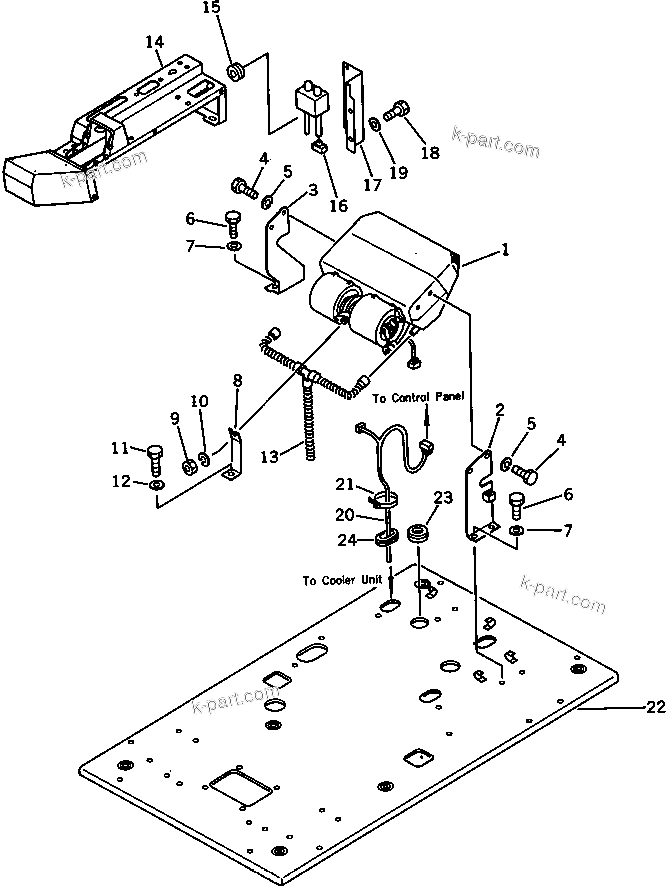 Komatsu parts book diagram for PC120S-3 S/N 18001-UP: CAR COOLER PIPING (1/2) (FOR WRIST CONTROL)