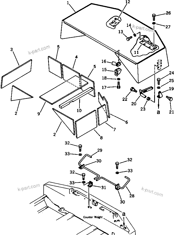 Komatsu parts book diagram for PC120S-3 S/N 18001-UP: MACHINERY COMPARTMENT (1/4)(#18001-21099)
