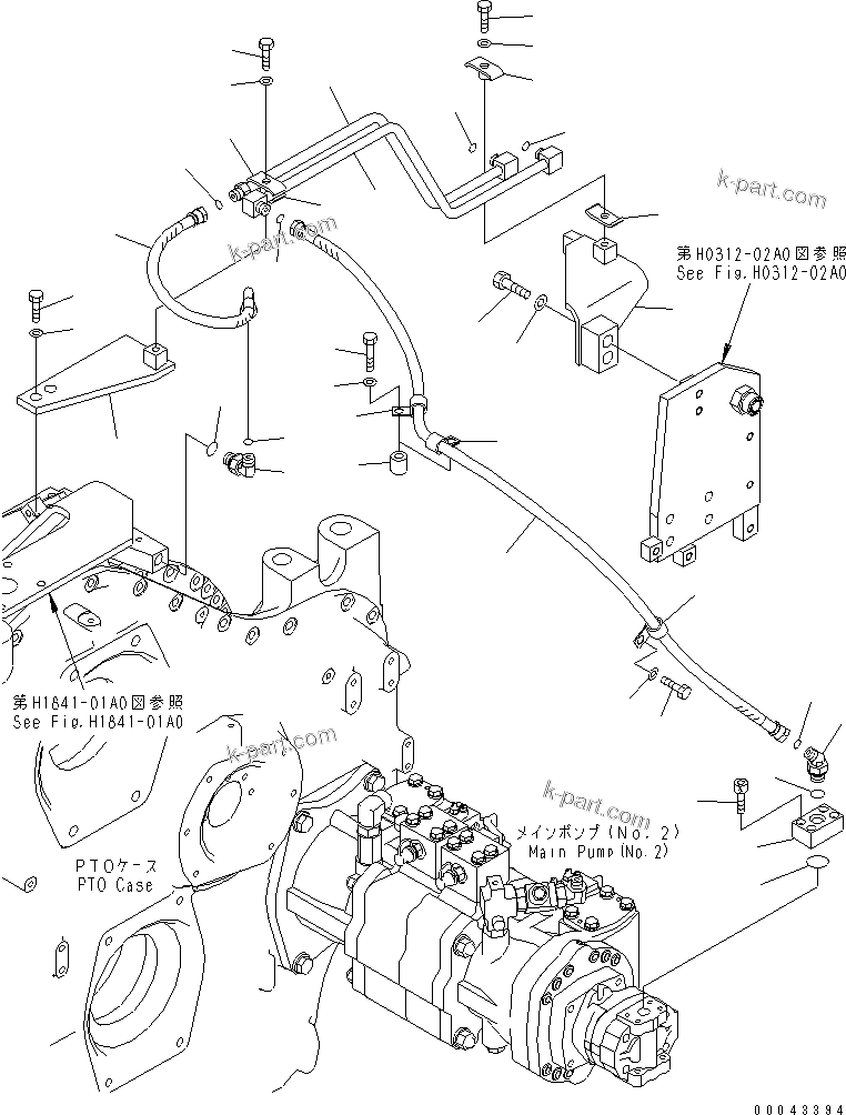 Komatsu parts book diagram for PC1250SP-8 S/N 30001-30157 (ecot3, For SP): POWER TAKE OFF (P.T.O. PIPING) (DERIVERY LINES)(#30001-)