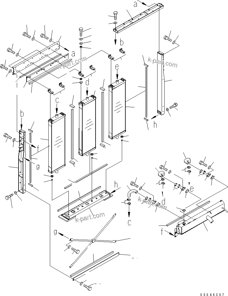 Komatsu parts book diagram for PC1250SP-8 S/N 30001-30157 (ecot3, For SP): COOLING (RADIATOR)(#30001-)