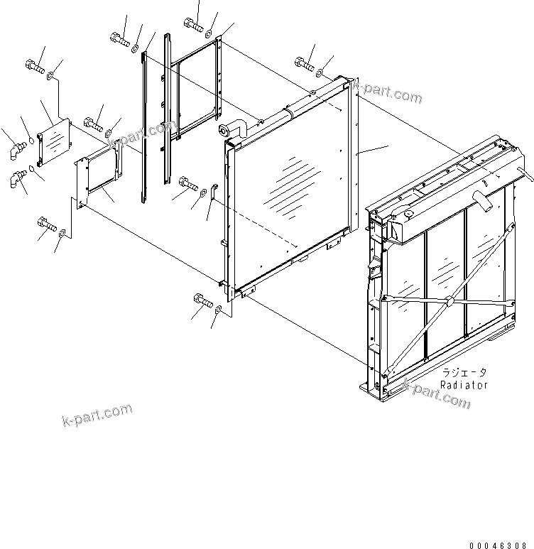 Komatsu parts book diagram for PC1250SP-8 S/N 30001-30157 (ecot3, For SP): COOLING (OIL COOLER)(#30001-30004)