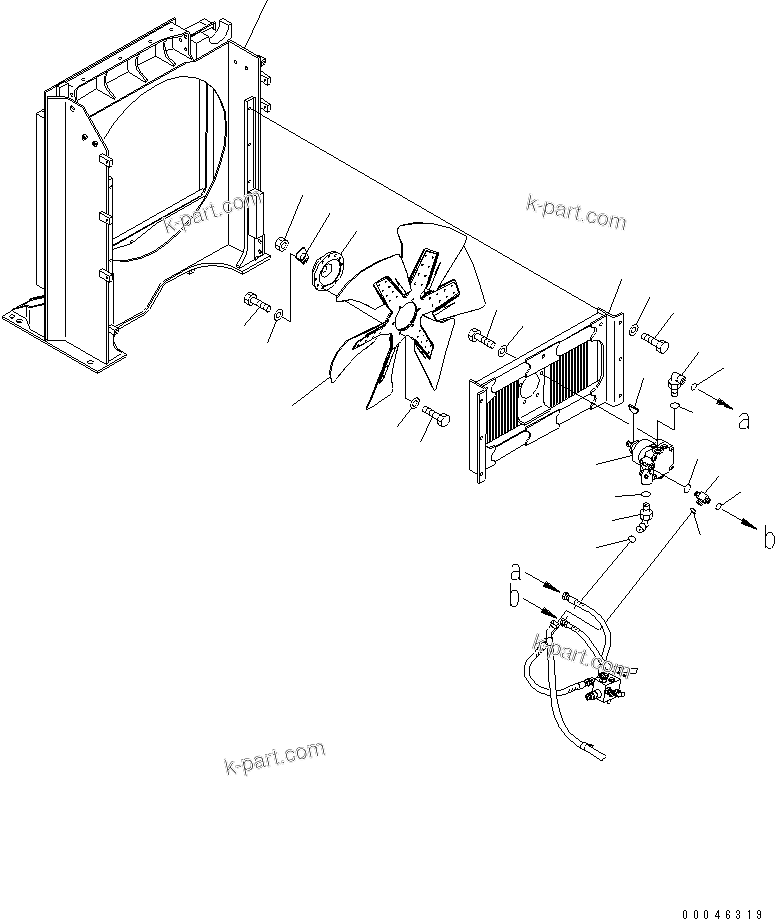 Komatsu parts book diagram for PC1250SP-8 S/N 30001-30157 (ecot3, For SP): COOLING (AFTER COOLER) (SHROUD AND FAN MOUNT)(#30001-)