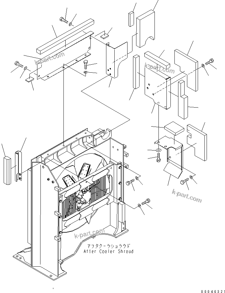 Komatsu parts book diagram for PC1250SP-8 S/N 30001-30157 (ecot3, For SP): COOLING (AFTER COOLER) (COVER)(#30001-)